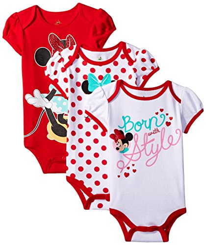 Disney Baby Girls' Minnie Mouse Bodysuit (Pack of 3)