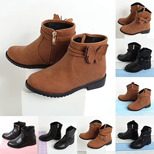 Girls Ankle Boots Kids Ankle Boots Low Heel Western Boots Outdoor Warm Shoes for Little Kids/Big Kids with Zipper4