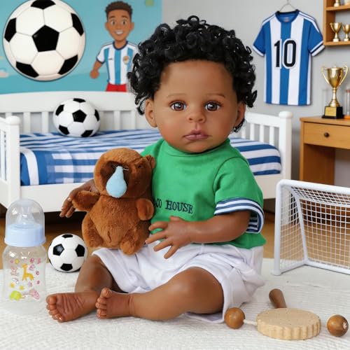 Muñeca Reborn Realista Niño Afroamericano 20 Pulgadas miniatura 3