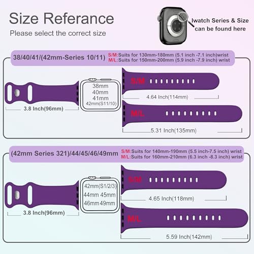 Image of Sport Bands Compatible with Apple Watch Band Women Men 40mm 38mm 41mm 42mm 44mm 45mm 46mm 49mm ,Soft Wristband Waterproof Replacement Strap for iWatch Bands Series 11 10 9 8 7 6 5 4 3 2 1 SE Ultra Purple
