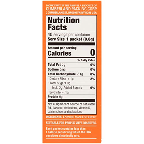 image for Sugar in the Raw Monk Fruit in the Raw Sweeteners, Sugar Substitute, 4