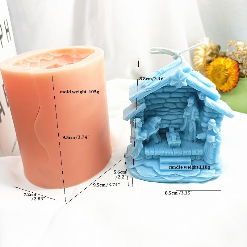 Miniatura 2 de Juego de moldes de silicona para velas de belén 3D, moldes de manualidades de Navidad, regalos para familiares, amigos