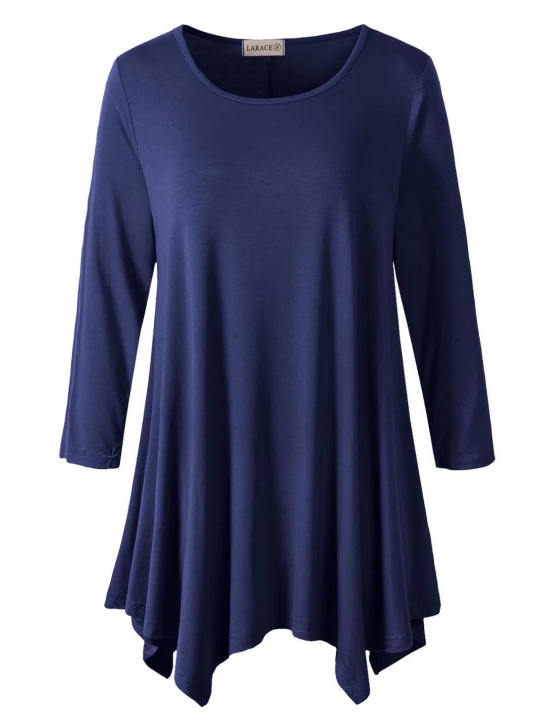 LaracePlus Size Tops for Women 3/4 Sleeve Shirts Tunic Tops Loose Fit Basic Lady Clothes