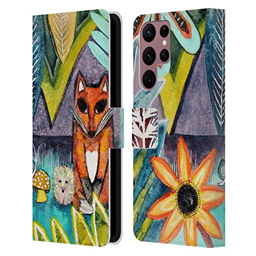 Carcasa de cuero fina para Samsung Galaxy S22 Ultra 5G diseño artístico Fox Animales