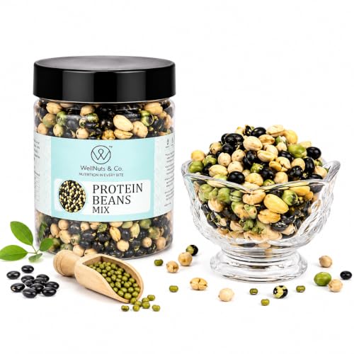 Image of WellNuts & Co. Healthy Snack Combo Pack of 4 |Buckwheat Flakes Mix - 200g, Protein Beans - 200g, Roasted Edamame Beans - 200g, Salted Beetroot Chips - 150g| Roasted & Ready to Eat Snacks | High Protein & High Fiber Combo | Snacks for Healthy Everyday