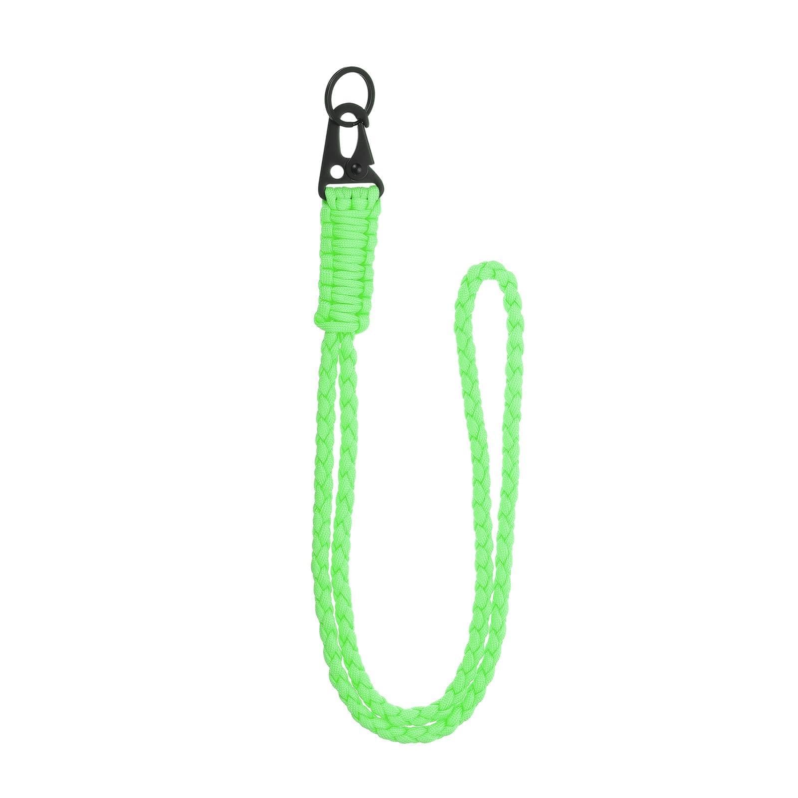 YELARXI Paracord Lanyard, 550 Keychain Lanyard Heavy Duty Necklace Keychains Braided Wrist Strap for Men Women Outdoor Activity Survival Keys Whistle Rope ID Badges (Luminous Green)