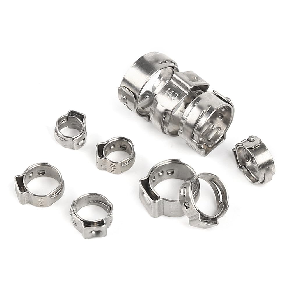 25-teiliges Schlauchschellen-Set aus Edelstahl 304, Einzelohr, 4,7 bis 23,5 mm, mehrere Spezifikationen, 25 Stück, 16,0, 19,2 mm