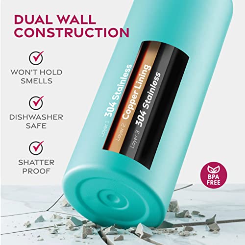 Dreifach isolierte Edelstahl-Wasserflasche mit Strohhalmdeckel - Flip-Top-Deckel - Breiter Mund (750 ML), isolierte Wasserflaschen… – Ansicht 5
