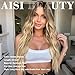 AISI BEAUTY Long Wavy Blonde Wigs for Women 24 Inch Middle Part Curly Wavy Wig Natural Looking Synthetic Heat Resistant Fiber Wavy Wig for Daily Party Use