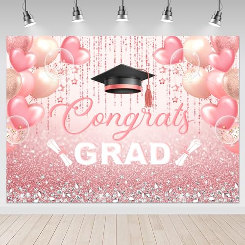 Telón de Fondo Rosa 7x5ft para Graduación