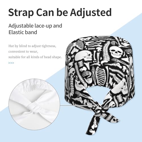 Image of Working Cap Scrub Cap with Sweatband Adjustable Unisex Women Tie Back Hat Nurse Surgical Caps