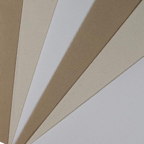 Image of KCS 4 /6 pc of 12 inch x 18 inch (30cmx45cm) 18CT Counted Cotton Aida Cloth Cross Stitch Fabric (6 pc, White+Oatmeal+Khaki)