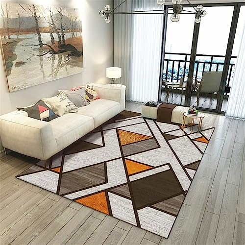 Tapis de chambre fille résistant et moquette lavable triangle brun - 2
