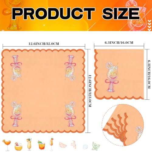 Love at First Spritz Cocktail Napkins, 50Pcs Orange Scalloped Paper Napkins - image 2