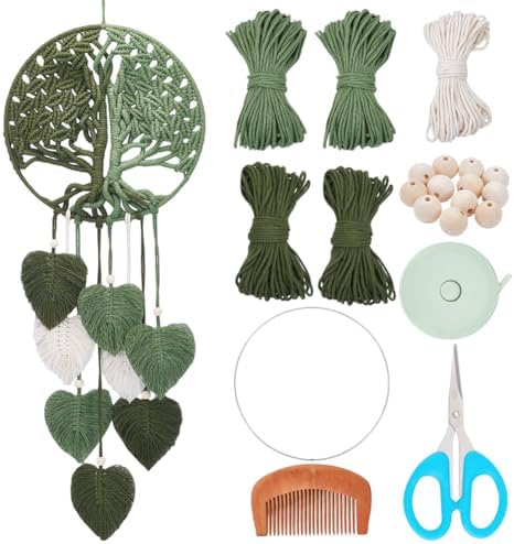 ACRNIGHEET DIY Macrame Kit for Adults Beginners Handmade Green Le...