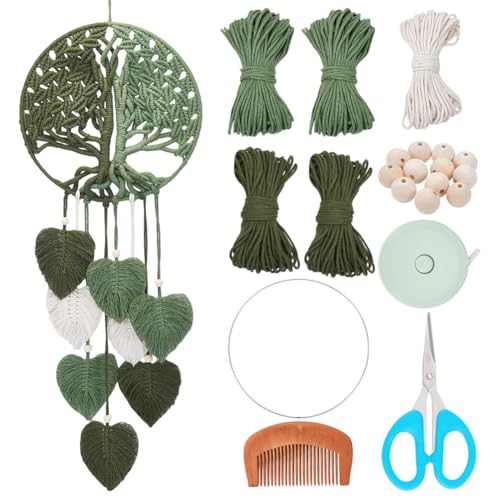 ACRNIGHEET DIY Macrame Kit for Adults Beginners Handmade Green Le...