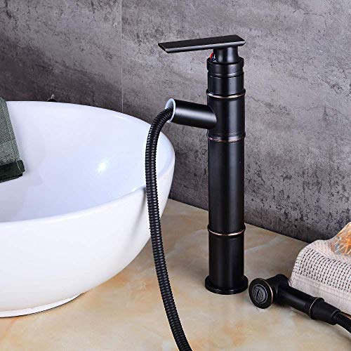 Grifo de ducha extraíble negro bronce lavabo alto monomando 7