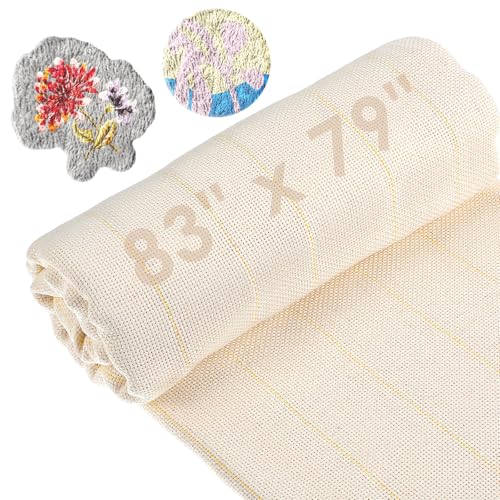 Image of 83 inch x 79 inch Large Marked Primary Tufting Cloth, Upgraded Overlocking Monks Cloth Punch Needle Fabric for Embroidery Rug Hooking Punch Needle, DIY Crafts, Needlework Fabric, Tufting Supplies