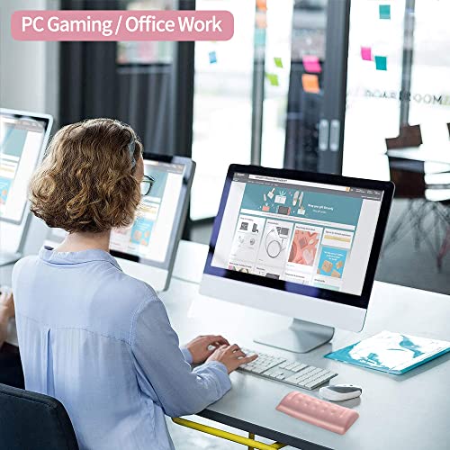 Mouse Wrist Rest, Ergonomic Memory Foam Mouse Pad Wrist Support For Mouse-Pressure Relief, Laptop, Office Work, Pc Gaming - Massage Holes Design - Wrist Pain Relief (Pink Mouse Wrist Rest) #TOP6