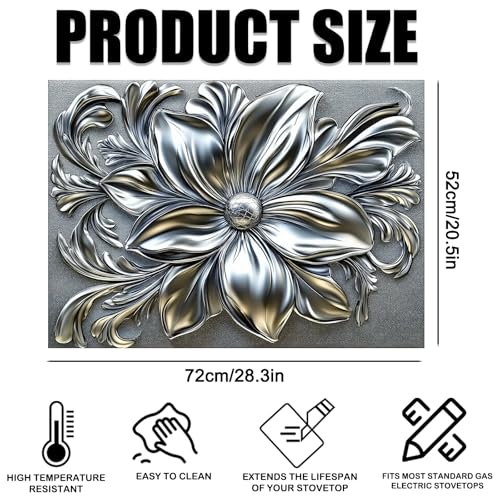Image of Nuxovilar Silver Floral Stove Cover Diatom Mud 20.47x28.34 In