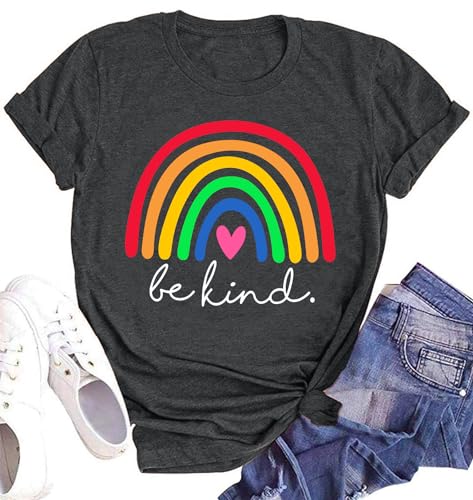 T-shirt femme Pride arc-en-ciel Be Kind pour look LGBT militant