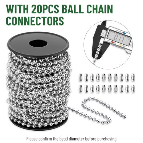 100ft #10 (4.5mm) Stainless Steel 304 Ball Bead Chain with 10 Connectors by SPARKWHIZ - Used condition - Image 7