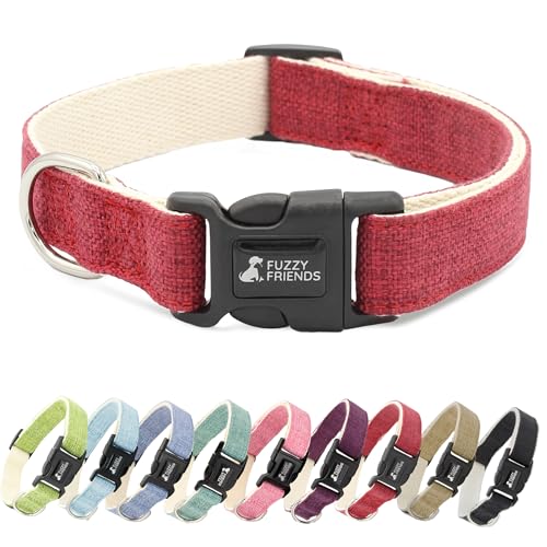 Fuzzy Friends Red Hemp Dog Collar
