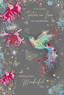 Sister in Law Birthday Card Greeting Card - From The Grace Range - Gold Foil and Glitter Finish and Gold Envelope