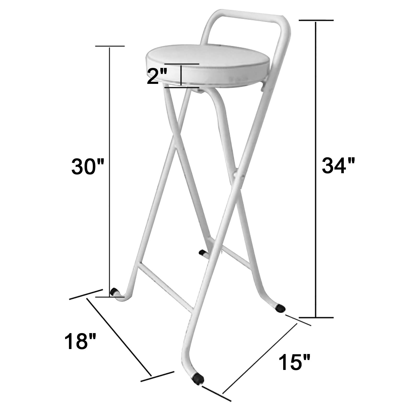 Folding Bar Stool, Portable Folding Stool Chair Heavy Duty, Indoor Tall Bar stools with Handle, 300 lbs Capacity (Color : Black-A, Size : 30in-2Pcs)