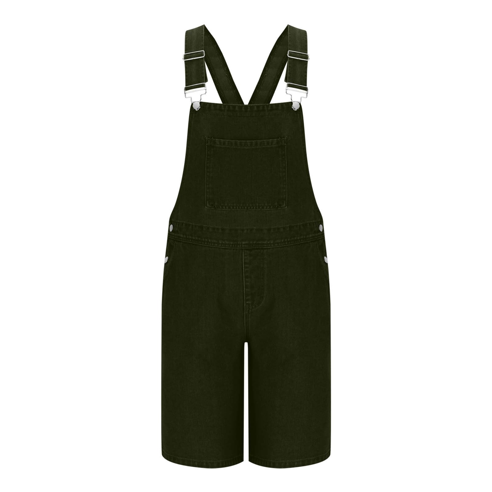 Salopette da uomo in denim salopette e bretelle salopette con tasca con cerniera tuta corta tinta unita casual jeans pantaloncini tuta da lavoro