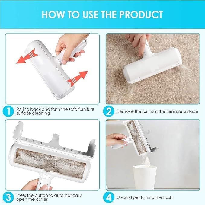 BELARO Pet Hair Remover for Furniture/Bed,Dog Cat and Pet Hair Remover Roller from Clothes, Furniture, Carpet, Sofa,Couch, Carpet, Car Seat,Home and Office White PET Roller (PET Roller) 3