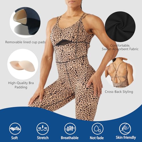 Image of LOVESOFT Workout Jumpsuits for Women Sleevesless Bodycon Backless Unitard