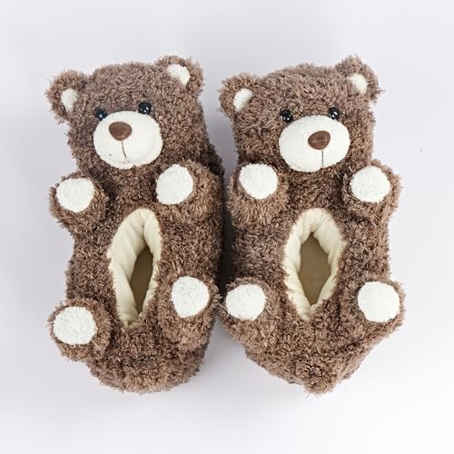 Image of ooohyeah Funny Animal Hug Plush Slippers for Women, Novelty Cute Cozy Warm Slippers with Non-Slip Grips