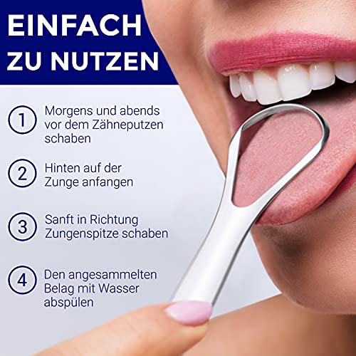 Zungenschaber Edelstahl | Zungenreiniger Set | Zungenputzer | Zungenbürste aus Edelstahl | Zungenkratzer aus Edelstahl | Tongue Scraper | Zungenreiniger Edelstahl | ORAVIX