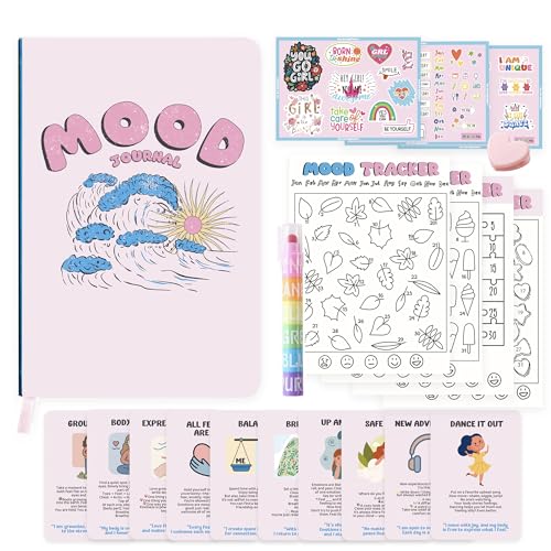 Mood Tracker Journal Set for Teen Girls & Women | 126-Day Guided Mental Health & Self-Care Planner with Daily Check-In, Weekly Reflection, Mood Charts & Mindfulness Cards | Journal Gift Kit