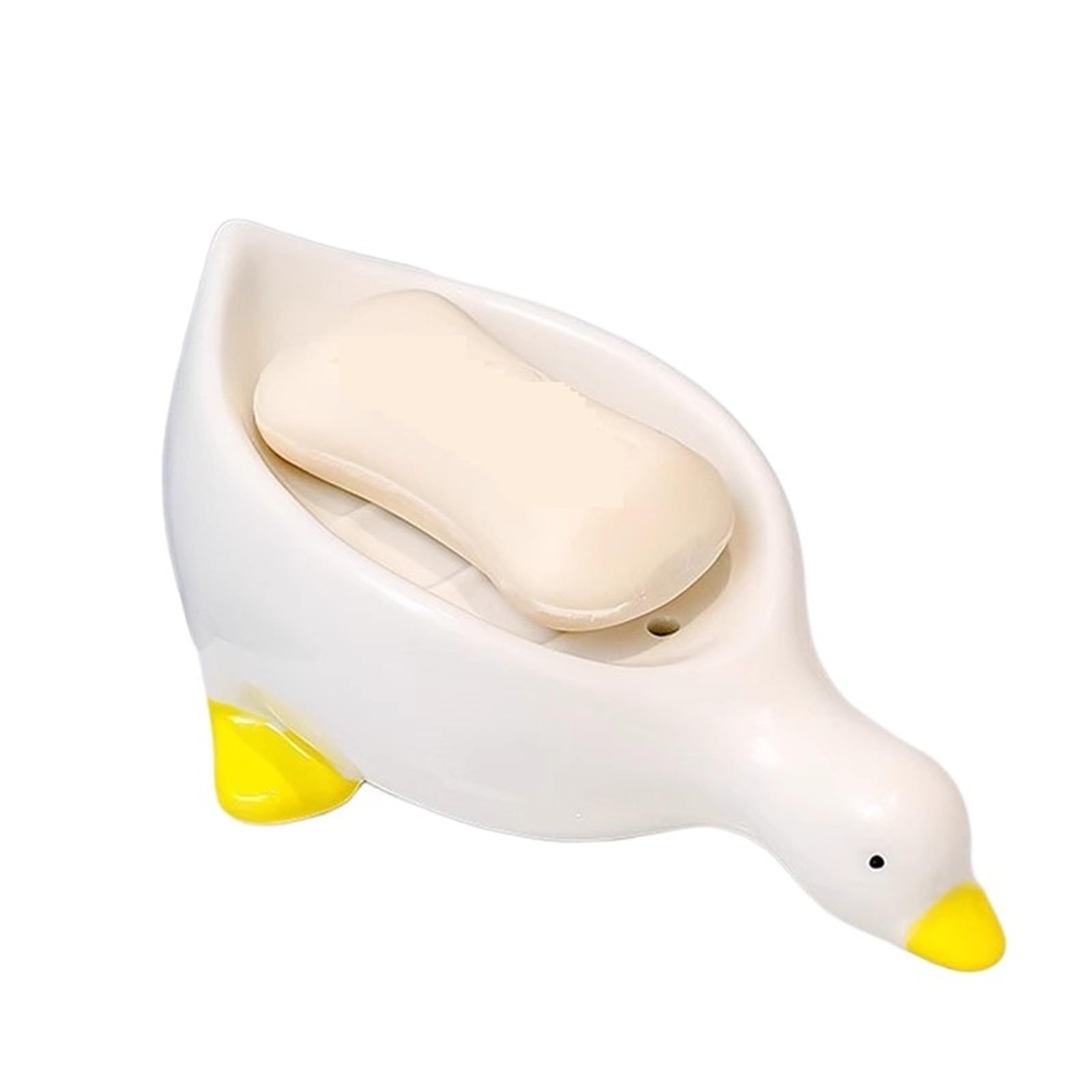 Soap Box Cute Duck Soap Dish Holder With Drainage | Bathroom Decor For Kids(WHITE)