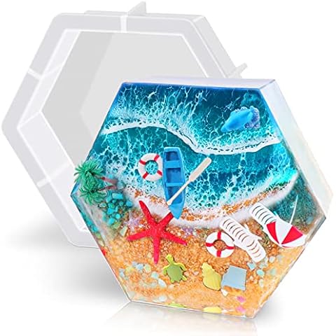9 Inch Large Resin Molds, BABORUI Upgraded Hexagon Shapes Silicone Molds for Resin Casting, Deep Epoxy Resin Molds for Home Wall Decor, Desktop Decoration, Flowers Preservation Cover
