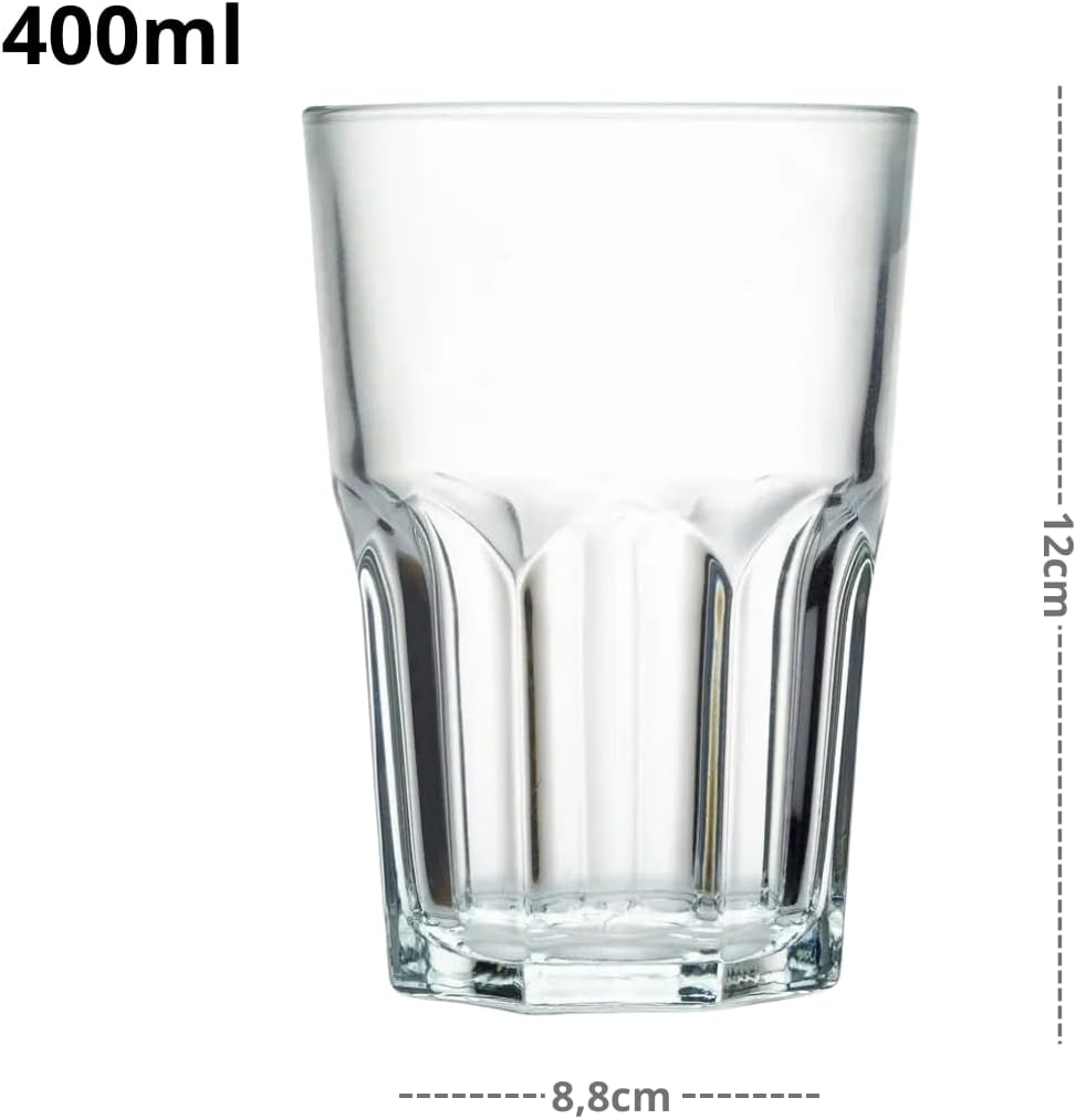 Jogo De Copos 6 Peças De Vidro 400ml Para Refrigerante Suco Água Milk shake Copo Longo Alto Transparente 8,8cm x 12cm Conjunto De Copos Jogo De Copos 6 Peças De Vidro 400ml Para Refrigerante Suco Água Milk shake Copo Longo Alto Transparente 8,8cm x 12cm Conjunto De Copos