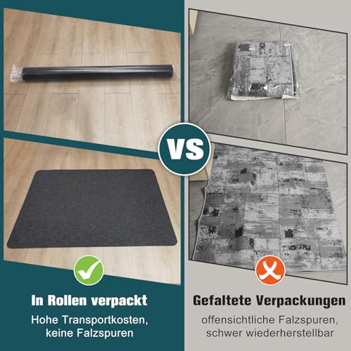Unterlage Schreibtischstuhl Bodenschutzmatte Bürostuhl Teppich Unterlage-Kratzfest für Parkett und Hartböden Bürostuhl Unterlage für Stühle Hohe Dichte Anti-Silp Hellgrau