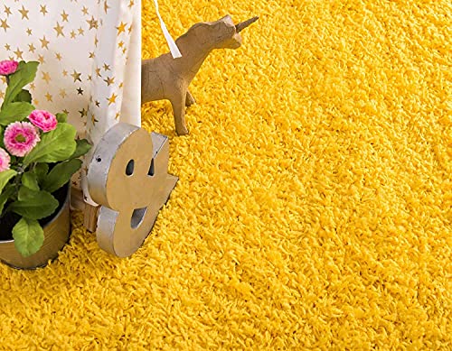 Image of Handmade 2 Inch Pile Height Super Soft Touch Export Quality Plain Shag Rectangular Carpets For Home Size 9 X 12 Feet Color Yellow