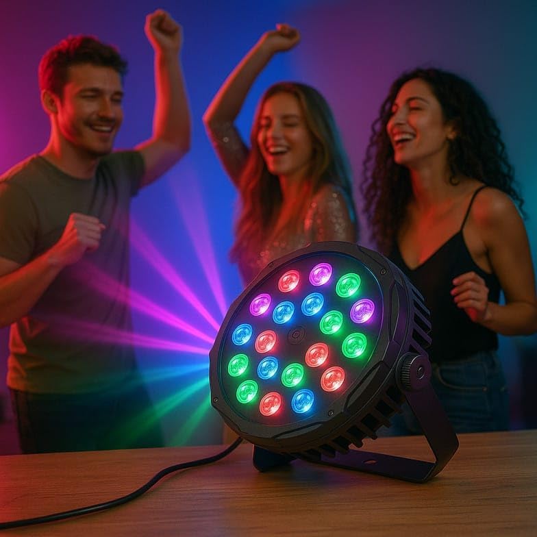 Image of LED Stage PAR Light | Multi-Color RGB DJ Disco Light for Party, Concert, Wedding & Event Lighting | DJ Light | Disco Light | Party Light | (18LED-DJLIGHT)