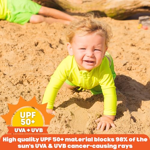Image of SwimZip Boys' Long Sleeve Rash Guard & Swim Shorts Set - UPF 50+ Sun Protection