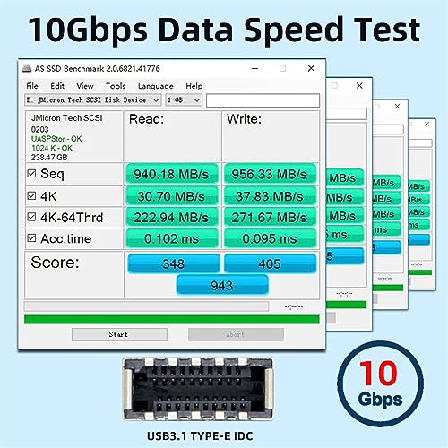 Image of Xiwai 5Gbps USB 3.1 Type-E to USB 3.0 19 /20Pin Dual Ports Splitter HUB, 10Gbps USB 3.1 Type-E Front Panel Socket to NVME NGFF M-Key Express Card Adapter for Motherboard (NVME to USB3.1 Type-E+Type-E)