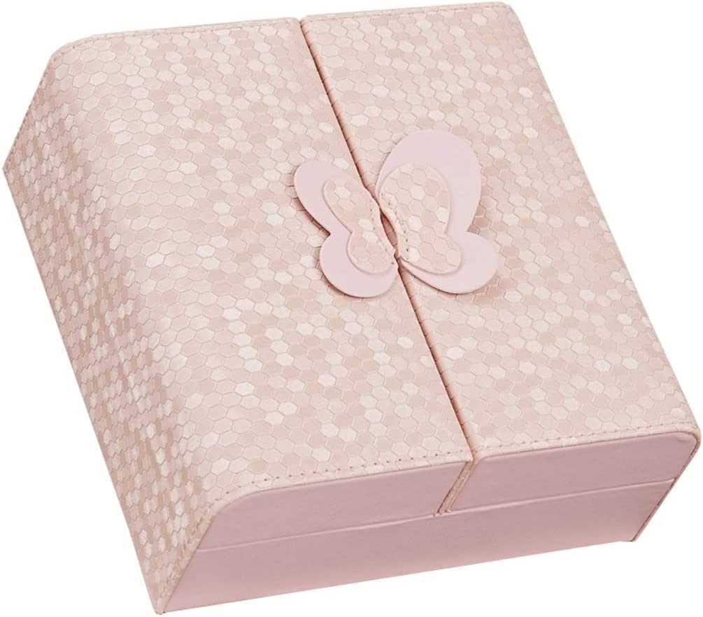 Caja de almacenamiento de joyas con imán de mango de mariposa oculto, organizador de piel sintética de doble apertura para accesorios de dormitorio