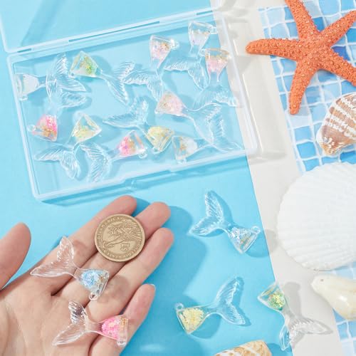 SOFPLATE 24Pcs 1 Box Fish Tail Charms Mermaid Tail Charms Bulk Transparent Glow in The Dark Luminous Ocean Animal Summer Ocean Beach Charm for jewellery Making Charms DIY Necklace Earrings Keychain - Image 3