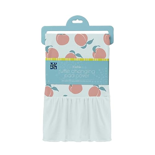 Miniatura 1 de KicKee Pants Funda estampada para cambiador con volantes, viscosa de bambú suave y transpirable para tu bebé (Melocotones de aire fresco, talla