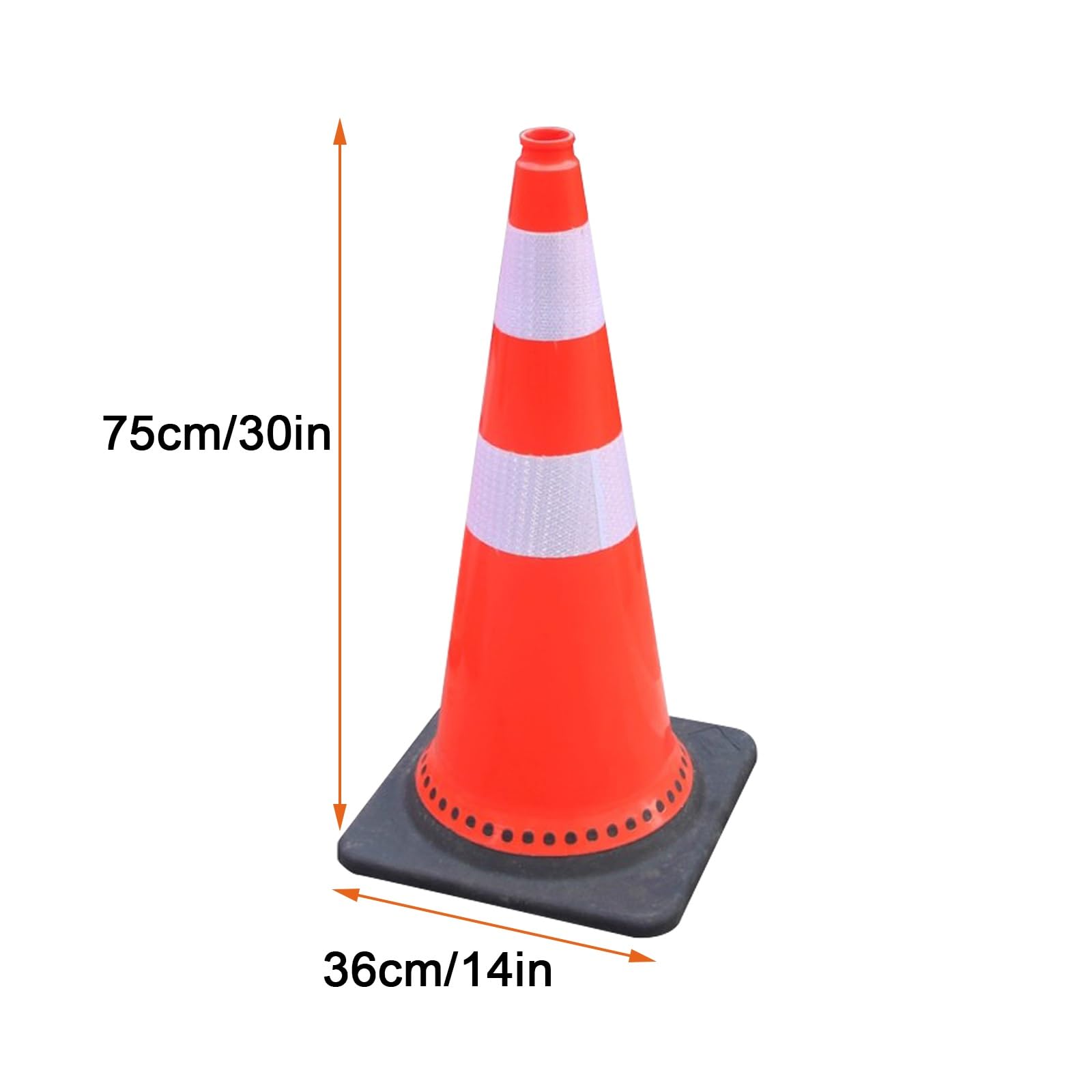 Cone de Chantier, Cône Signalisation Réfléchissant, Structure Stable, avec Bandes Réfléchissantes, pour le Stationnement et la Gestion Des Flux de Circulation (lot de 3)