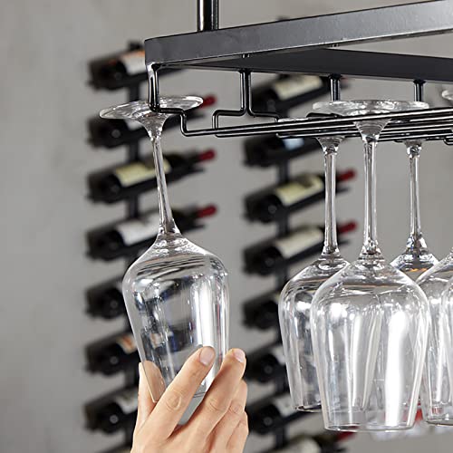 Étagère à vin suspendue en métal noir au design suspendu industriel