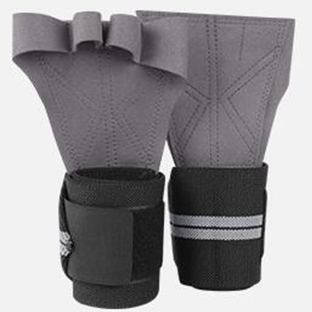 1 Paire de Gants de Musculation haltère antidérapant en Cuir haltérophilie Gants de Protection des Mains Protecteur Fitness entraînement Gants de Protection du Poignet, Gris, L