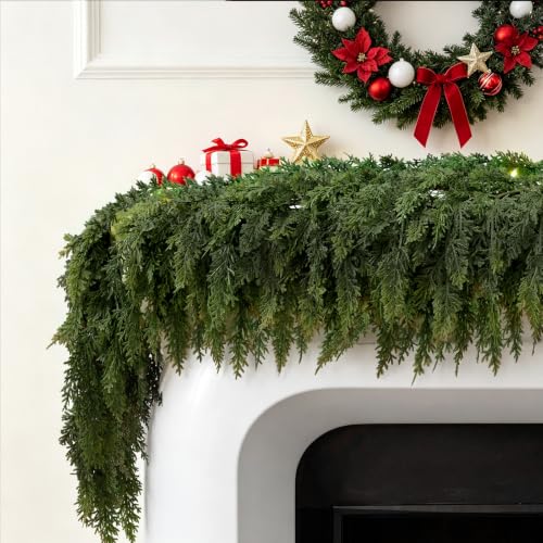 Amazon – 2PCS 6FT Christmas Cedar Garland with 160 Pine Branches, Realistic Faux Garland - image 9